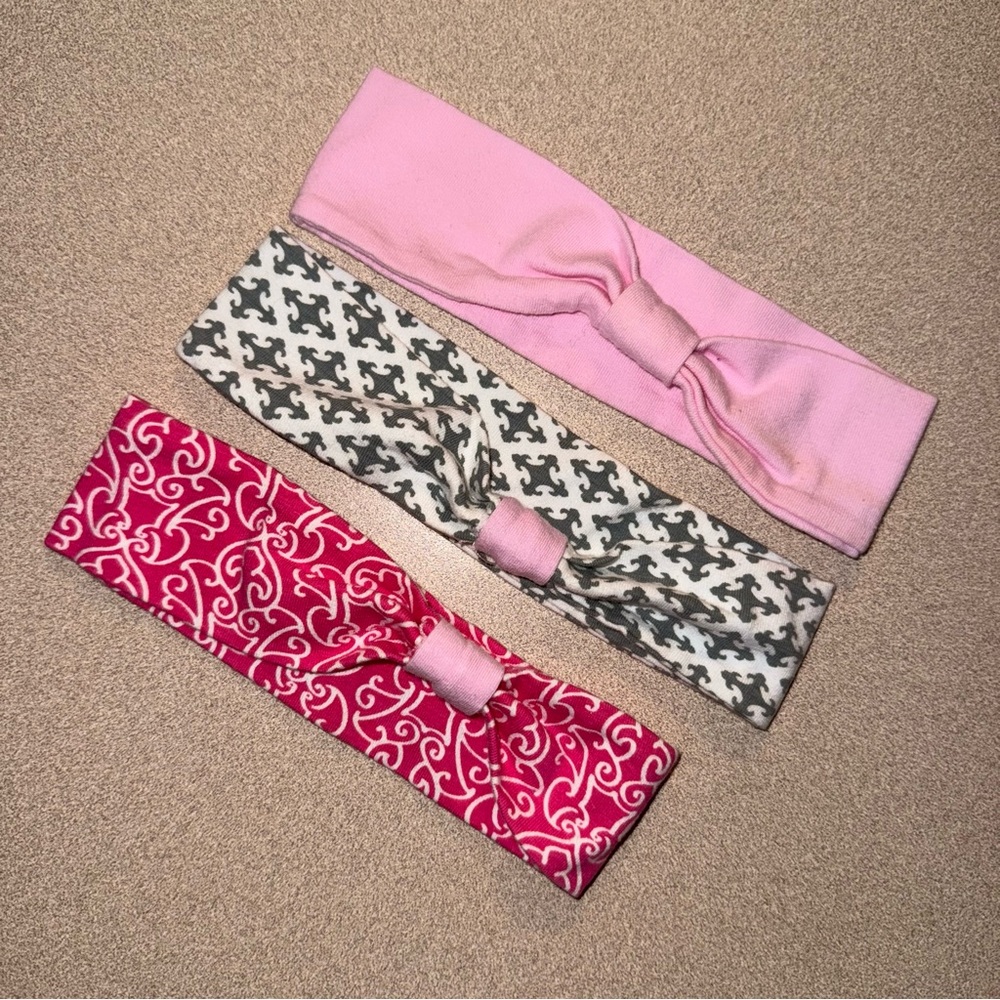 Set of 3 headbands pink grey white